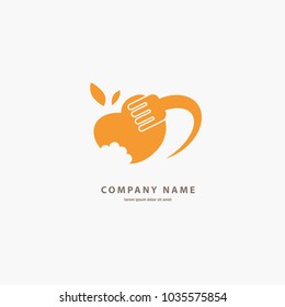 Vector stock logo, abstract sign of food, vector template of fresh meal.  Illustration design of color silhouette logotype vegan food. Vector icon fruit and fork