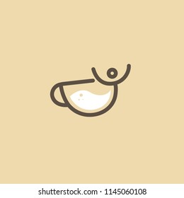 Vector stock logo, abstract sign of cafe, vector template of cafeteria and bistro. Illustration design of monoline, minimalistic, simple logotype coffee. Vector icon cup with drink.