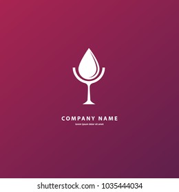Vector stock logo, abstract wine vector template. Illustration design of elegant logotype wine store on a dark claret background. Vector icon for restaurant menu.