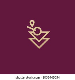 Vector stock logo, abstract wine vector template. Illustration design of elegant logotype wine store on a dark claret background. Vector icon for restaurant menu.