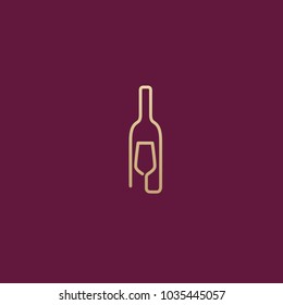 Vector stock logo, abstract wine vector template. Illustration design of elegant logotype wine store on a dark claret background. Vector icon for restaurant menu.