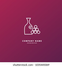 Vector stock logo, abstract wine vector template. Illustration design of elegant logotype wine store on a dark claret background. Vector icon for restaurant menu.