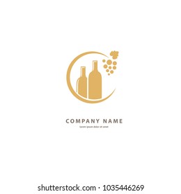 Vector stock logo, abstract wine vector template. Illustration design of elegant logotype wine store. Vector icon for restaurant menu.