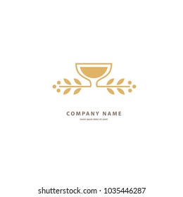 Vector stock logo, abstract wine vector template. Illustration design of elegant logotype wine store. Vector icon for restaurant menu.