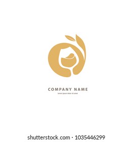 Vector stock logo, abstract wine vector template. Illustration design of elegant logotype wine store. Vector icon for restaurant menu.