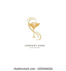 Vector stock logo, abstract wine vector template. Illustration design of elegant logotype wine store. Vector icon for restaurant menu.