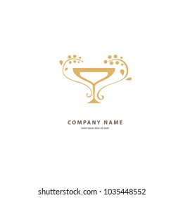 Vector stock logo, abstract wine vector template. Illustration design of elegant logotype wine store. Vector icon for restaurant menu.