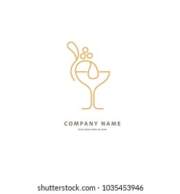 Vector stock logo, abstract wine vector template. Illustration design of elegant logotype wine store. Vector icon for restaurant menu.