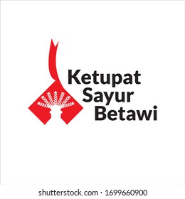 Vector stock logo for a restaurant specializing in serving Ketupat Sayur Betawi, traditional rice cake dish of Betawi people from Jakarta Indonesia. It depicts "ketupat" silhouette with ondel-ondel