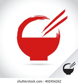 Vector Stock Logo Template Bowl With Chopsticks, Asian Food Restaurant