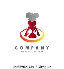 vector stock logo template restaurant, spoon, fork and chef icon design