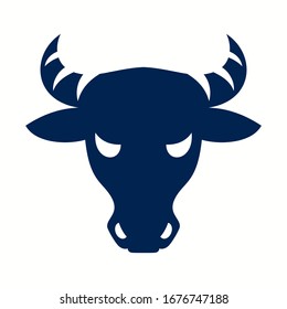 Vector stock market bull head silhouette icon, business illustration, trading sign