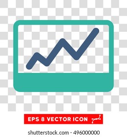 Vector Stock Market EPS vector icon. Illustration style is flat iconic bicolor cobalt and cyan symbol on a transparent background.