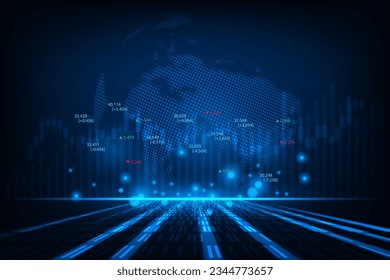 Vector stock market graph trading chart global concept. Futuristic business technology investment.