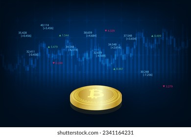 Vector stock market trading graph cryto currency bitcoin concept. Technology security internet banking.