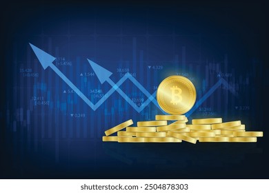 Concepto de criptomoneda de intercambio de gráficos de negociación del mercado de valores de Vector.