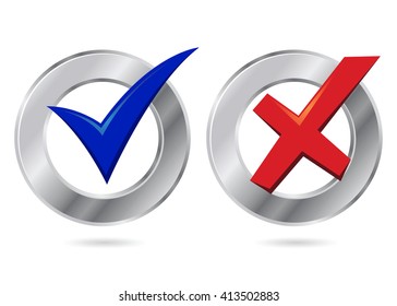 Vector stock of metallic silver check mark icon