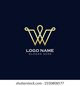 Vector Stock Moderno Elegante Letra Simple W Logo