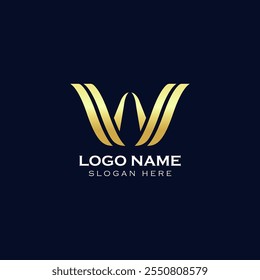 Vector Stock Moderno Elegante Letra Simple W Logo