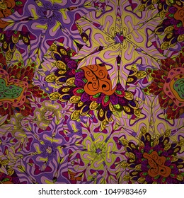 Vector - stock. Modern stylish texture. Seamless Gentle, spring on yellow, pink and black colors.