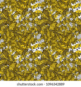 Vector - stock. Modern stylish texture. Seamless Gentle, spring on yellow, black, brown, white and gray colors.
