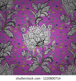 Vector - stock. Modern stylish texture. Seamless Gentle, spring on white, black and violet colors.