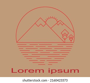 logotipo de la línea de montaña de material vectorial