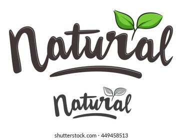 Vector stock of natural word text in hand writing, typography logo art