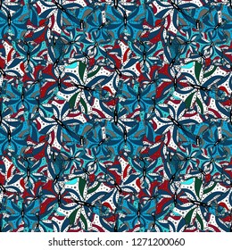 Vector - stock. Nice background. It can be used on wallpaper, mug prints, baby apparels, wrapping boxes etc. Black, blue and white on colors. Seamless Beautiful fabric pattern. Doodles cute pattern.