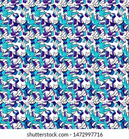 Vector - stock. Nice background. It can be used on wallpaper, mug prints, baby apparels, wrapping boxes etc. Seamless Beautiful fabric pattern. Black, blue and white on colors. Doodles cute pattern.