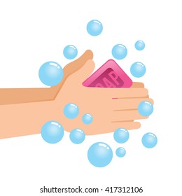 Vector stock of pair of hands washing using soap and bubbles