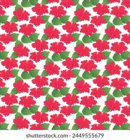 Vector stock pattern with Hibiscus Flower. Red delicate flower close-up. Rosebud with delicate petals. An endless pattern. For wrapping paper. Ideal for wallpaper, surface textures, textiles.