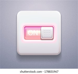 Vector stock Realistic Icon of Icon buttons ON. Plastic button 3d for sign, design element, web site