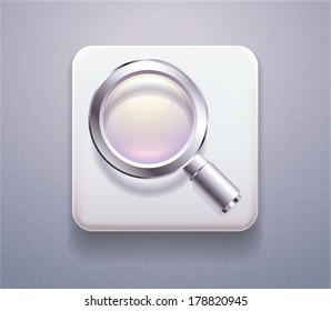 Vector stock Realistic Icon of search button. Plastic button 3d for sign, design element, web site