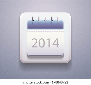 Vector stock Realistic Icon of tear-off calendar purple element, date, metal brackets for time management, time control. Plastic button 3d wall calendar, turning the pages for sign, element, web site