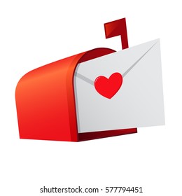 Vector stock of a red mail box with a love letter inside