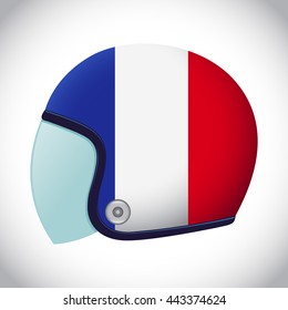 Vector stock of retro classic motorcycle helmet with France flag