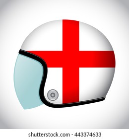 Vector stock of retro classic motorcycle helmet with England flag