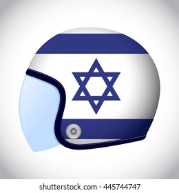 Vector stock of retro classic motorcycle helmet with Israel flag