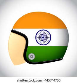 Vector stock of retro classic motorcycle helmet with India flag