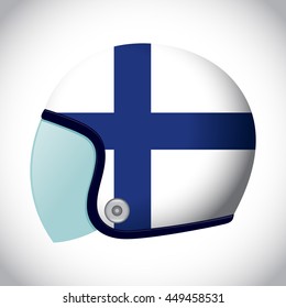 Vector stock of retro classic motorcycle helmet with Finland flag