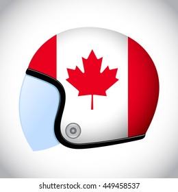 Vector stock of retro classic motorcycle helmet with Canada flag