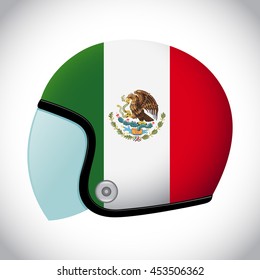 Vector stock of retro classic motorcycle helmet with Mexico flag
