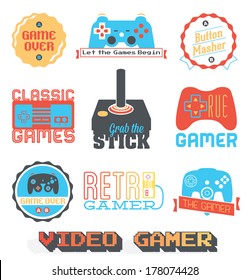 Vector Stock: Retro Video Game Shop Labels