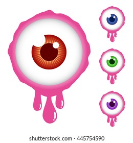 Vector stock of scary colorful eyeballs collection for halloween