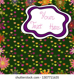 Vector - stock. Seamless Beautiful fabric pattern. Purple, green and white on colors. It can be used on wallpaper, mug prints, baby apparels, wrapping boxes etc. Doodles cute pattern. Nice background.