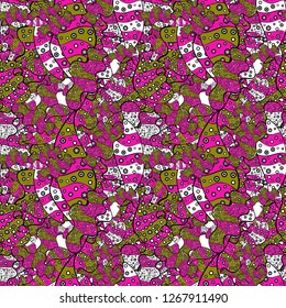 Vector - stock. Seamless Gentle, spring on green, magenta and black colors. Modern stylish texture.