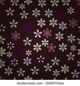 Vector - stock. Seamless pattern with brown, white and purple flowers, watercolor floral pattern, cute flower, tileable for wallpaper, card or fabric.