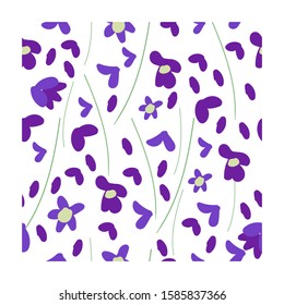 Vector stock seamless pattern illustranion. Thyme, lavender flowers and leaves, medicine design, botanic herbal art.