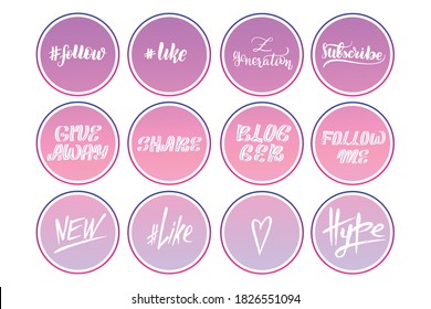 Vector stock set design colorful templates and emblems - social media story highlight. Different blogger icons in trendy style isolated on white background.